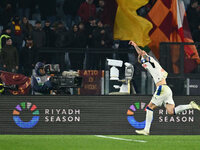 Nicolo Zaniolo of Atalanta B.C. celebrates after scoring the goal to make it 0-2 during the 14th day of the Serie A Championship between A.S...