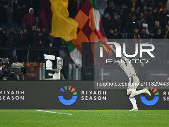 Nicolo Zaniolo of Atalanta B.C. celebrates after scoring the goal to make it 0-2 during the 14th day of the Serie A Championship between A.S...