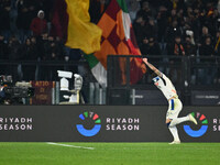 Nicolo Zaniolo of Atalanta B.C. celebrates after scoring the goal to make it 0-2 during the 14th day of the Serie A Championship between A.S...