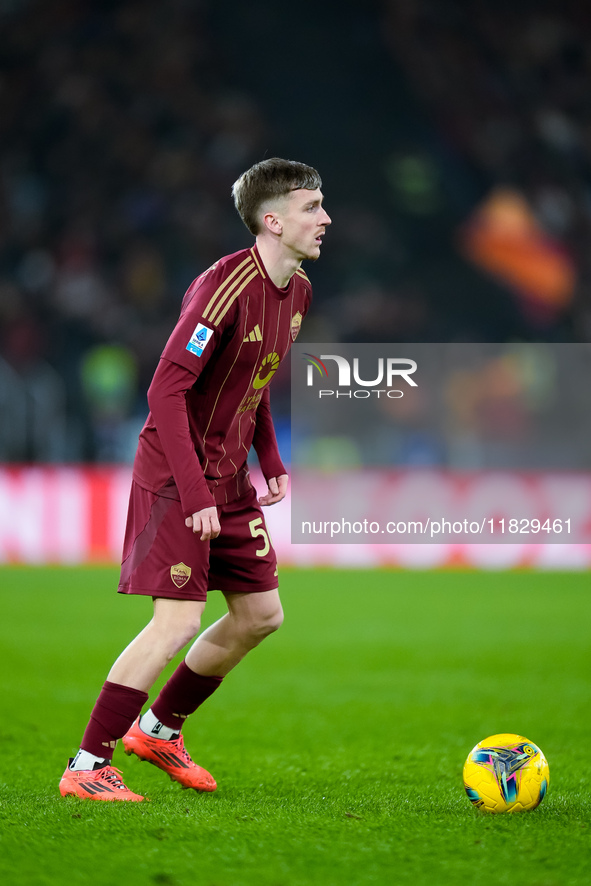 Alexis Saelemaekers of AS Roma during the Serie A Enilive match between AS Roma and Atalanta BC at Stadio Olimpico on December 02, 2024 in R...