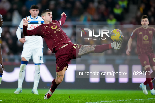 Gianluca Mancini of AS Roma during the Serie A Enilive match between AS Roma and Atalanta BC at Stadio Olimpico on December 02, 2024 in Rome...