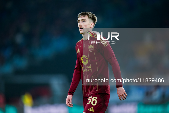 Alexis Saelemaekers of AS Roma during the Serie A Enilive match between AS Roma and Atalanta BC at Stadio Olimpico on December 02, 2024 in R...