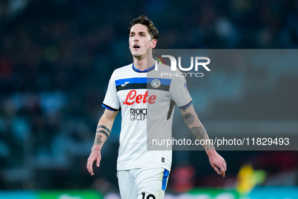 Nicolo Zaniolo of Atalanta BC looks on during the Serie A Enilive match between AS Roma and Atalanta BC at Stadio Olimpico on December 02, 2...