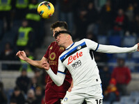 Stephan El Shaarawy of A.S. Roma and Raoul Bellanova of Atalanta B.C. are in action during the 14th day of the Serie A Championship between...