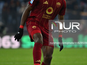 Manu Kone of A.S. Roma is in action during the 14th day of the Serie A Championship between A.S. Roma and Atalanta B.C. at the Olympic Stadi...