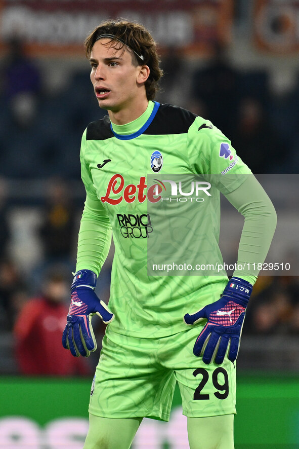 Marco Carnesecchi of Atalanta B.C. participates in the 14th day of the Serie A Championship between A.S. Roma and Atalanta B.C. at the Olymp...