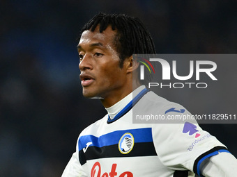 Juan Cuadrado of Atalanta B.C. participates in the 14th day of the Serie A Championship between A.S. Roma and Atalanta B.C. at the Olympic S...