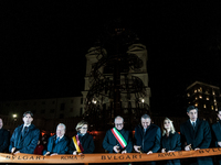 In Rome, Italy, on December 2, 2024, the tree signed Bulgari on the steps of Trinita dei Monti and the lights of Via Condotti are lit. The r...