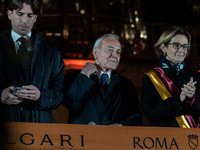 In Rome, Italy, on December 2, 2024, the tree signed Bulgari on the steps of Trinita dei Monti and the lights of Via Condotti are lit. The r...