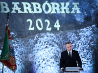 Polish President Andrzej Duda participates in the celebration of Saint Barbara's Day in the Salt Mine in Wieliczka, Poland, on November 12,...