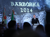 Polish President Andrzej Duda participates in the celebration of Saint Barbara's Day in the Salt Mine in Wieliczka, Poland, on November 12,...