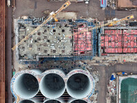 A photo taken on December 3, 2024, shows the construction site of the first phase of the project at Lianyungang International Grain Distribu...