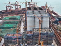 A photo taken on December 3, 2024, shows the construction site of the first phase of the project at Lianyungang International Grain Distribu...