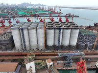 A photo taken on December 3, 2024, shows the construction site of the first phase of the project at Lianyungang International Grain Distribu...