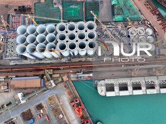 A photo taken on December 3, 2024, shows the construction site of the first phase of the project at Lianyungang International Grain Distribu...