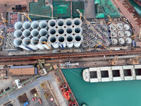 A photo taken on December 3, 2024, shows the construction site of the first phase of the project at Lianyungang International Grain Distribu...