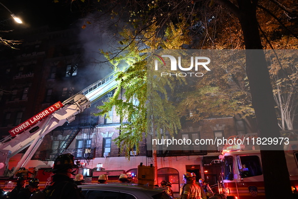 A third alarm fire impacts a building on the Upper East Side of Manhattan, New York, United States, on December 2, 2024. At 526 E 82nd Stree...