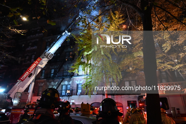 A third alarm fire impacts a building on the Upper East Side of Manhattan, New York, United States, on December 2, 2024. At 526 E 82nd Stree...