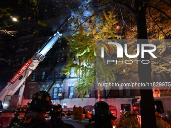 A third alarm fire impacts a building on the Upper East Side of Manhattan, New York, United States, on December 2, 2024. At 526 E 82nd Stree...