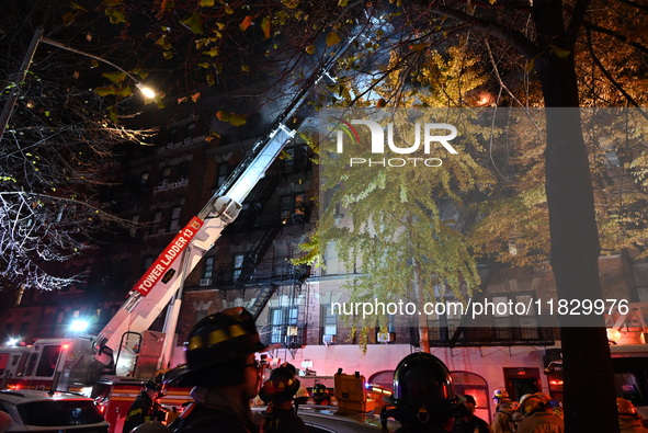 A third alarm fire impacts a building on the Upper East Side of Manhattan, New York, United States, on December 2, 2024. At 526 E 82nd Stree...