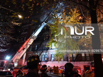 A third alarm fire impacts a building on the Upper East Side of Manhattan, New York, United States, on December 2, 2024. At 526 E 82nd Stree...