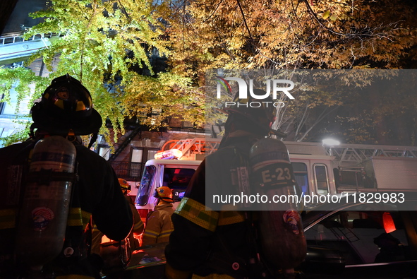 A third alarm fire impacts a building on the Upper East Side of Manhattan, New York, United States, on December 2, 2024. At 526 E 82nd Stree...