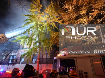 A third alarm fire impacts a building on the Upper East Side of Manhattan, New York, United States, on December 2, 2024. At 526 E 82nd Stree...