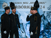 WIELICZKA, POLAND - DECEMBER 02:   
Miners chatting ahead of the arrival of the President of Poland, Andrzej Duda, for the  celebrations of...