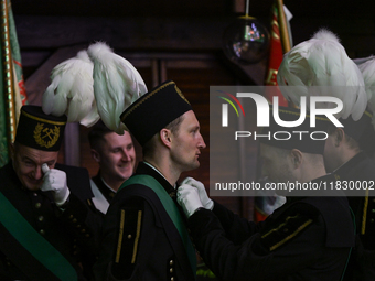 WIELICZKA, POLAND - DECEMBER 02:   
Miners getting ready ahead of the arrival of President of Poland, Andrzej Duda, for the celebrations of...