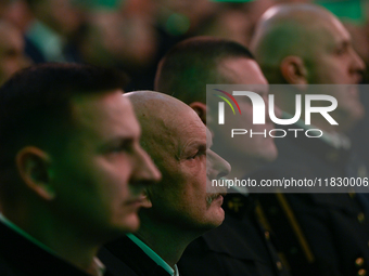 WIELICZKA, POLAND - DECEMBER 02:   
Miners listen to President of Poland, Andrzej Duda's speech as he participates in the celebrations of St...