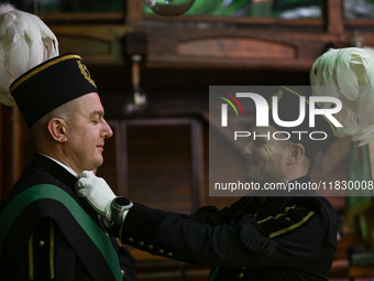 WIELICZKA, POLAND - DECEMBER 02:   
Miners getting ready ahead of the arrival of President of Poland, Andrzej Duda, for the celebrations of...