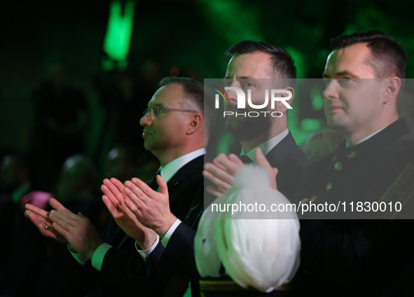 WIELICZKA, POLAND - DECEMBER 02:   
(L-P) President of Poland, Andrzej Duda, Defence Minister, Wladyslaw Kosiniak-Kamysz, and Lukasz Sadkiew...