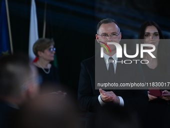 WIELICZKA, POLAND - DECEMBER 02:   
President of Poland, Andrzej Duda, decorates distinguished employees of the Wieliczka Salt Mine during t...