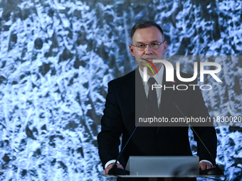 WIELICZKA, POLAND - DECEMBER 02:   
President of Poland, Andrzej Duda, speaks during the 2024 celebrations of St. Barbara's Day at the Wieli...