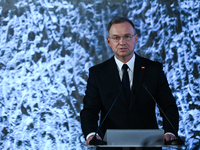 WIELICZKA, POLAND - DECEMBER 02:   
President of Poland, Andrzej Duda, speaks during the 2024 celebrations of St. Barbara's Day at the Wieli...