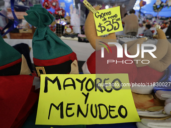 The Christmas Bazaar in the Tlahuac municipality in Mexico City, Mexico, on December 2, 2024, offers the sale of Christmas items, products,...