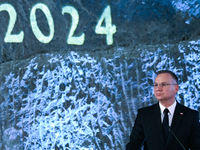 WIELICZKA, POLAND - DECEMBER 02:   
President of Poland, Andrzej Duda, speaks during the 2024 celebrations of St. Barbara's Day at the Wieli...