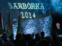 WIELICZKA, POLAND - DECEMBER 02:   
President of Poland, Andrzej Duda, speaks during the 2024 celebrations of St. Barbara's Day at the Wieli...