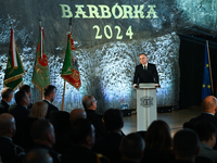 WIELICZKA, POLAND - DECEMBER 02:   
President of Poland, Andrzej Duda, speaks during the 2024 celebrations of St. Barbara's Day at the Wieli...