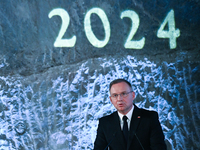 WIELICZKA, POLAND - DECEMBER 02:   
President of Poland, Andrzej Duda, speaks during the 2024 celebrations of St. Barbara's Day at the Wieli...