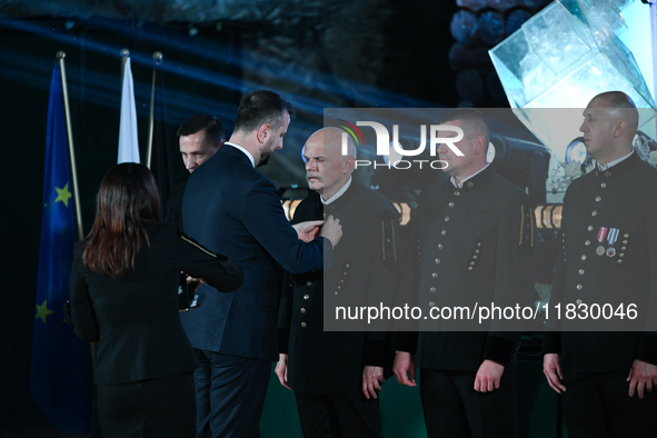 WIELICZKA, POLAND - DECEMBER 02:   
Defence Minister, Wladyslaw Kosiniak-Kamysz, decorates distinguished employees of the Wieliczka Salt Min...