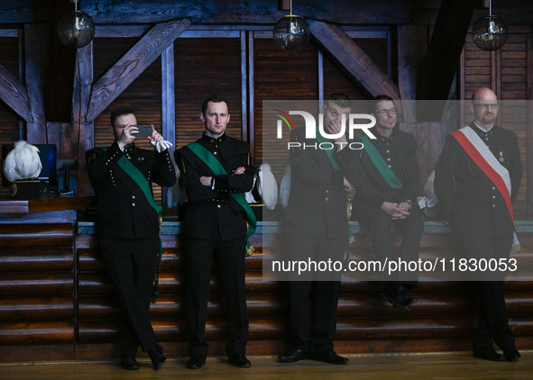 WIELICZKA, POLAND - DECEMBER 02:   
Miners during the 2024 St. Barbara's Day celebrations at the Wieliczka Salt Mine, Danilowicz Shaft, on D...