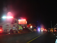 An accident with injuries and an extrication reportedly involving construction workers closes several lanes on the George Washington Bridge...