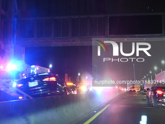 An accident with injuries and an extrication reportedly involving construction workers closes several lanes on the George Washington Bridge...