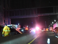 An accident with injuries and an extrication reportedly involving construction workers closes several lanes on the George Washington Bridge...