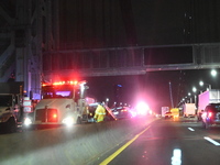 An accident with injuries and an extrication reportedly involving construction workers closes several lanes on the George Washington Bridge...