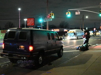 A person is struck by a van while crossing in Queens, New York, United States, on December 3, 2024. At around 12:20 a.m. on Tuesday, an indi...