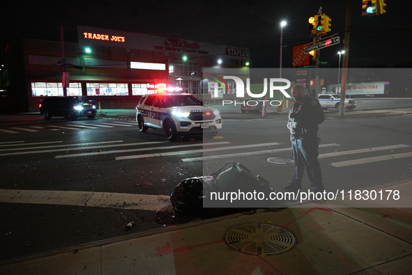 A person is struck by a van while crossing in Queens, New York, United States, on December 3, 2024. At around 12:20 a.m. on Tuesday, an indi...