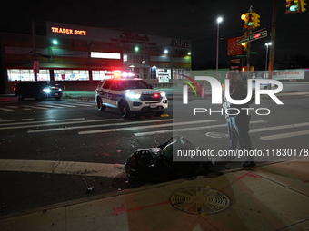 A person is struck by a van while crossing in Queens, New York, United States, on December 3, 2024. At around 12:20 a.m. on Tuesday, an indi...