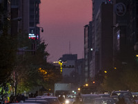 A view of a street in downtown Tehran, Iran, on December 2, 2024, at sunset. (